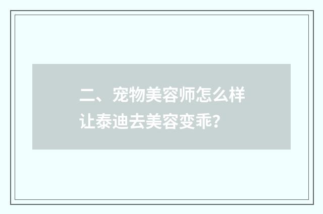二、宠物美容师怎么样让泰迪去美容变乖?