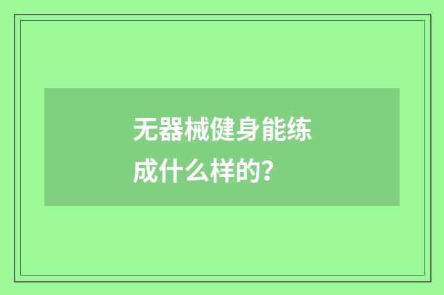 无器械健身能练成什么样的?