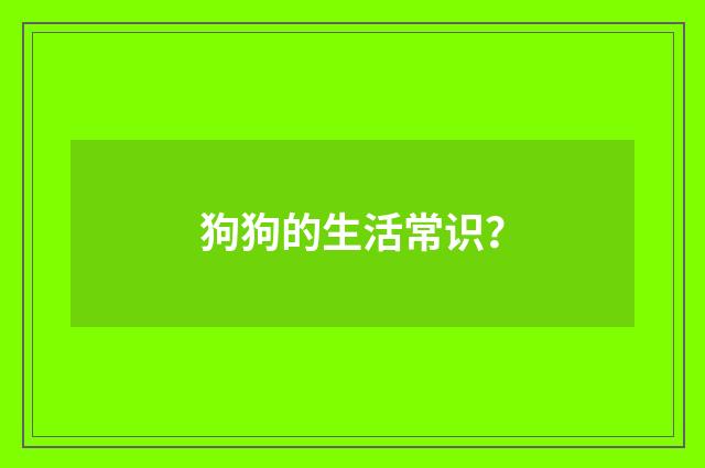 狗狗的生活常识？