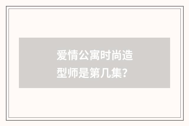 爱情公寓时尚造型师是第几集?