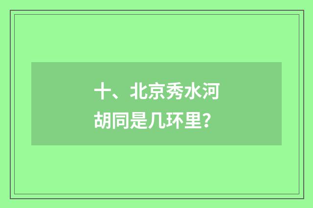 十、北京秀水河胡同是几环里？