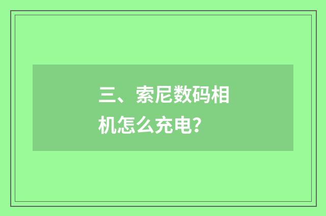 三、索尼数码相机怎么充电?