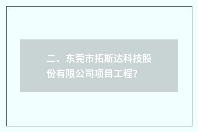 二、东莞市拓斯达科技股份有限公司项目工程?