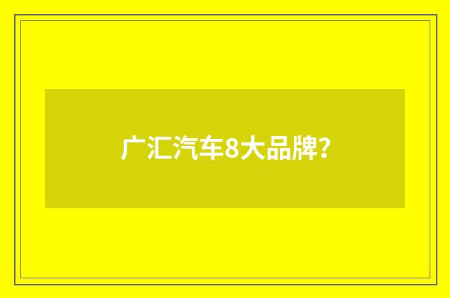 广汇汽车8大品牌?