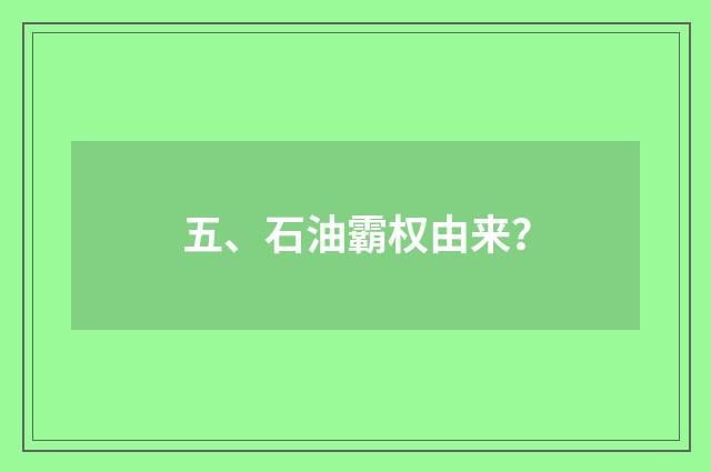 五、石油霸权由来？
