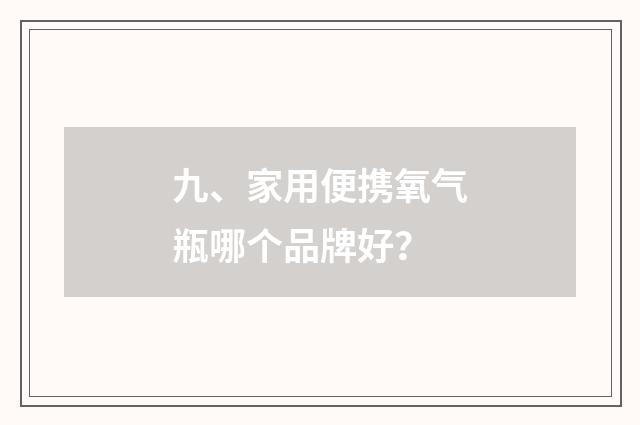 九、家用便携氧气瓶哪个品牌好?