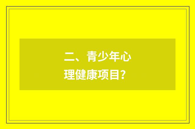 二、青少年心理健康项目?