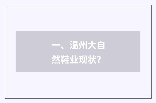 一、温州大自然鞋业现状？