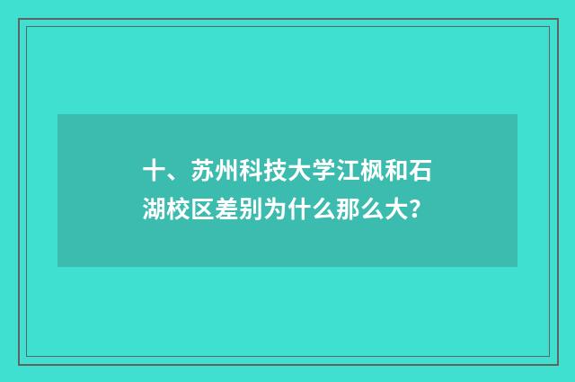 十、苏州科技大学江枫和石湖校区差别为什么那么大?