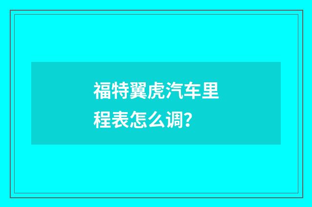 福特翼虎汽车里程表怎么调?