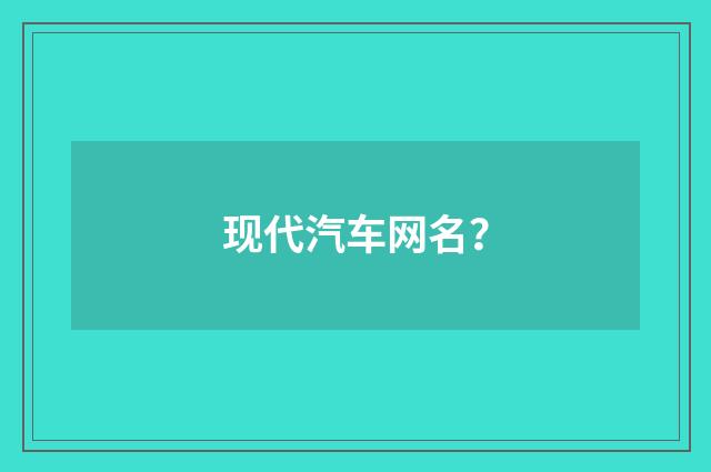 现代汽车网名?