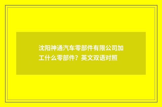 沈阳神通汽车零部件有限公司加工什么零部件？英文双语对照