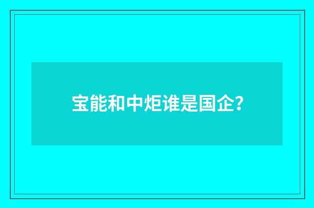 宝能和中炬谁是国企?