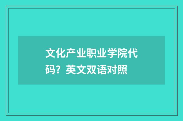文化产业职业学院代码?英文双语对照