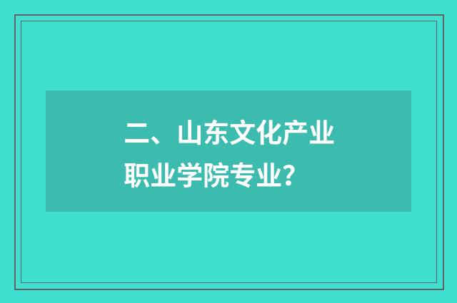 二、山东文化产业职业学院专业?