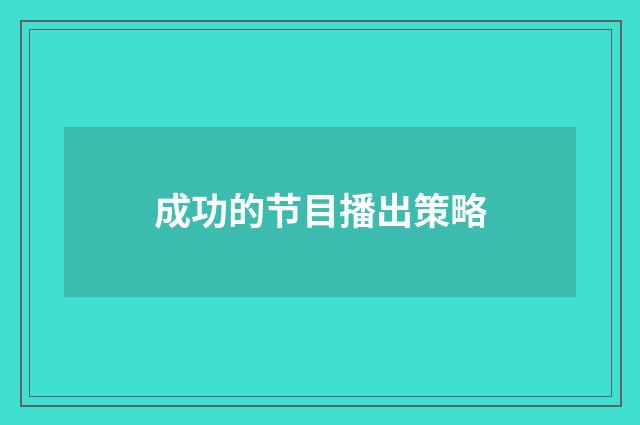 成功的节目播出策略