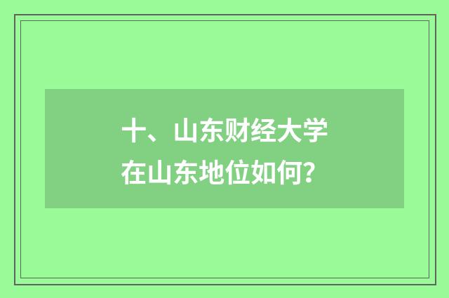 十、山东财经大学在山东地位如何？