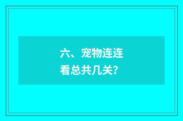 六、宠物连连看总共几关?