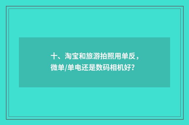 十、淘宝和旅游拍照用单反,微单/单电还是数码相机好?