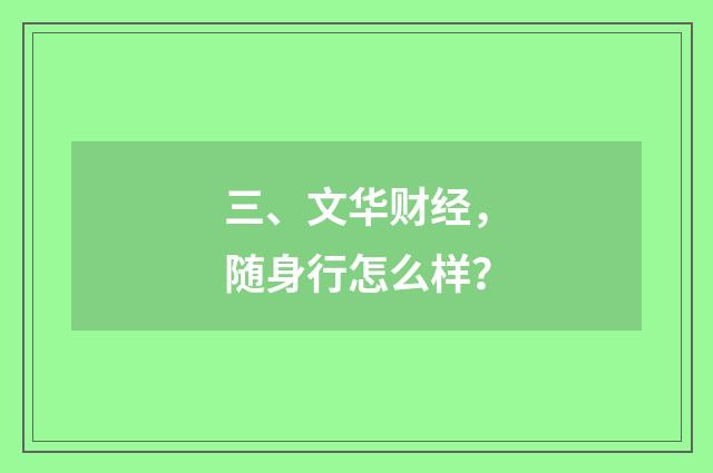 三、文华财经，随身行怎么样？