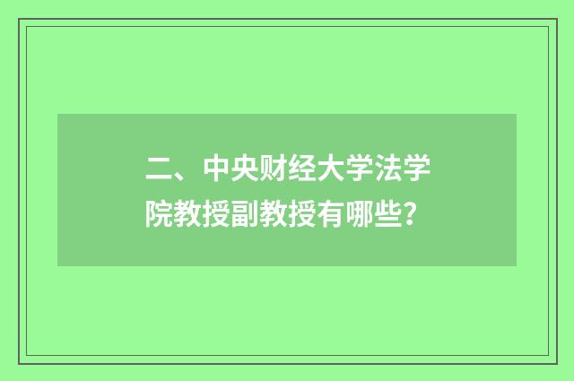 二、中央财经大学法学院教授副教授有哪些?
