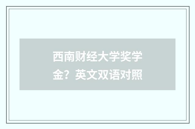 西南财经大学奖学金？英文双语对照