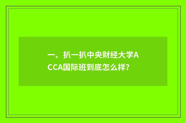 一、扒一扒中央财经大学ACCA国际班到底怎么样？