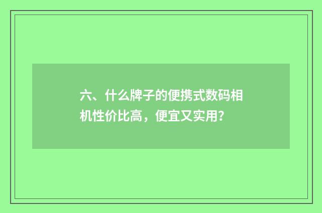 六、什么牌子的便携式数码相机性价比高，便宜又实用？