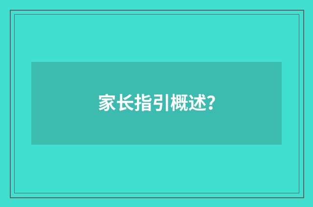家长指引概述?