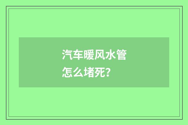 汽车暖风水管怎么堵死?