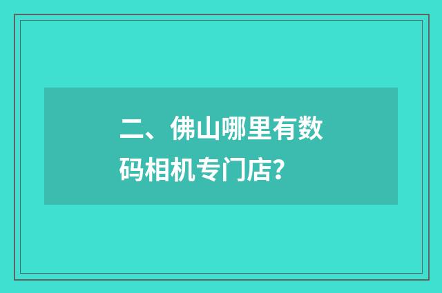 二、佛山哪里有数码相机专门店?