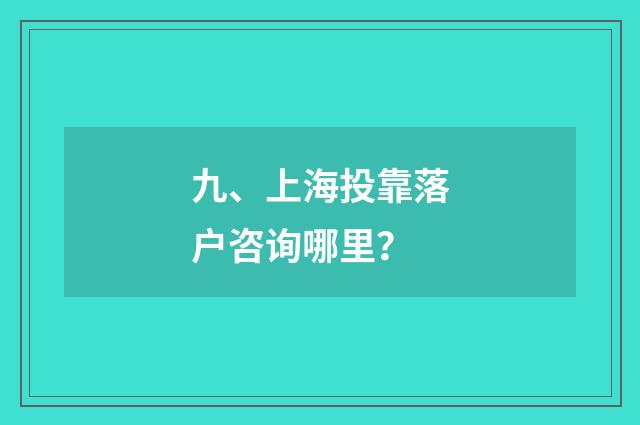 九、上海投靠落户咨询哪里?