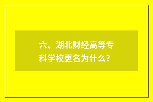 六、湖北财经高等专科学校更名为什么?