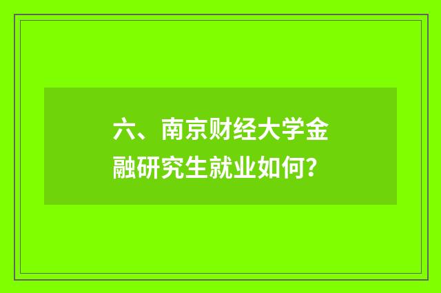 六、南京财经大学金融研究生就业如何？