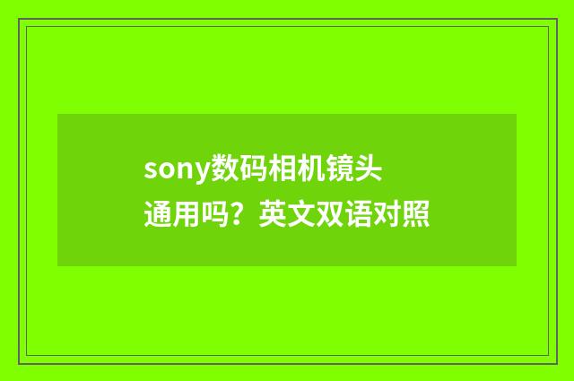 sony数码相机镜头通用吗?英文双语对照