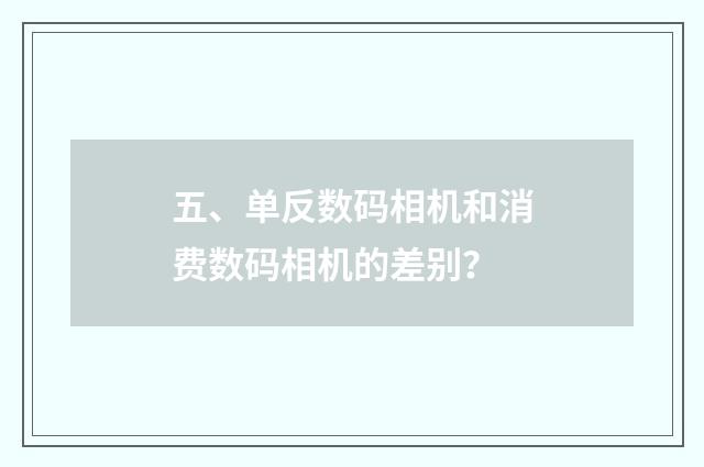 五、单反数码相机和消费数码相机的差别?
