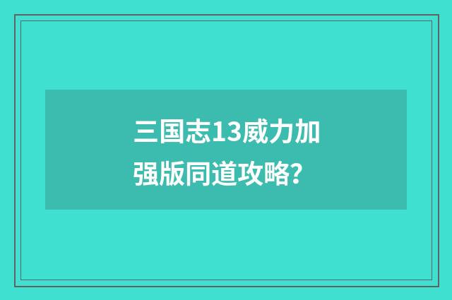 三国志13威力加强版同道攻略?
