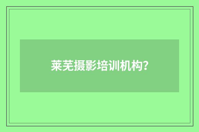 莱芜摄影培训机构？