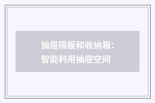 抽屉隔板和收纳箱:智能利用抽屉空间