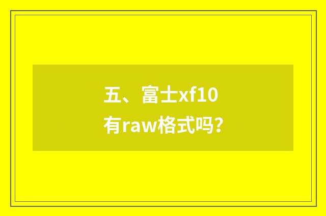 五、富士xf10有raw格式吗?