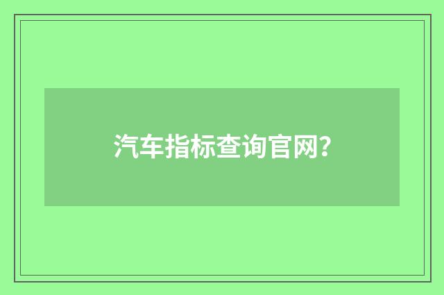汽车指标查询官网?