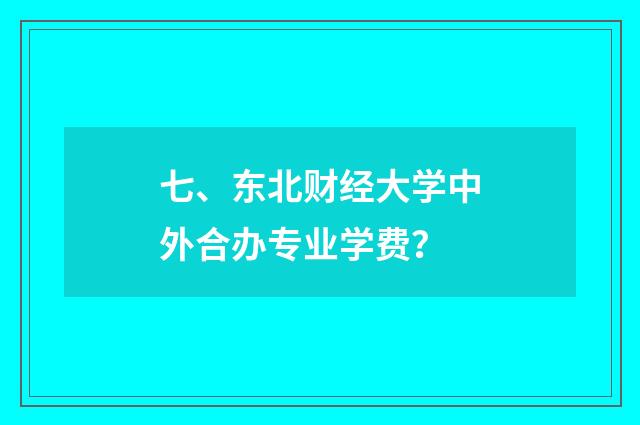 七、东北财经大学中外合办专业学费?