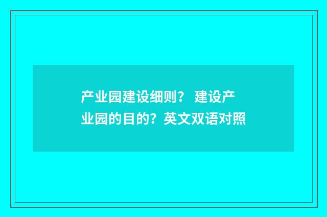 产业园建设细则? 建设产业园的目的?英文双语对照