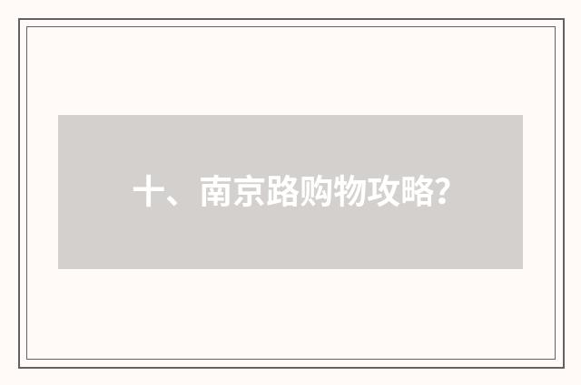 十、南京路购物攻略?