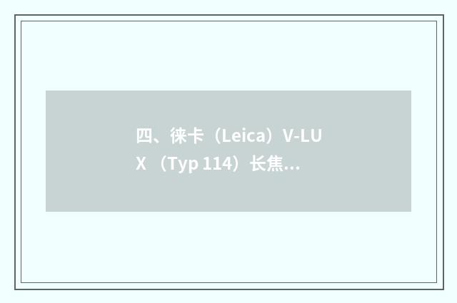 四、徕卡(Leica)V-LUX (Typ 114)长焦数码相机怎么样?