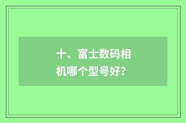 十、富士数码相机哪个型号好?
