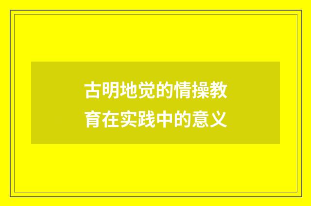 古明地觉的情操教育在实践中的意义