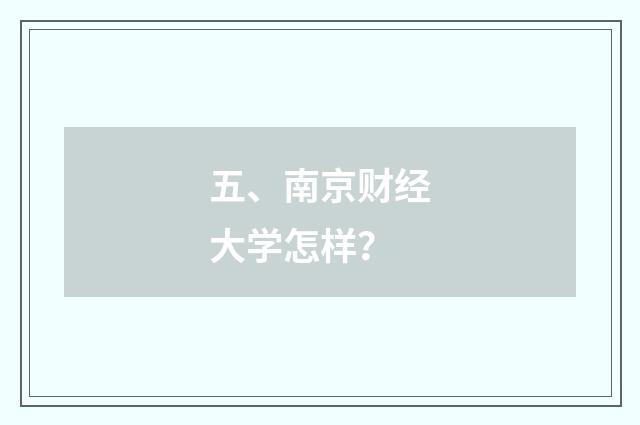 五、南京财经大学怎样?