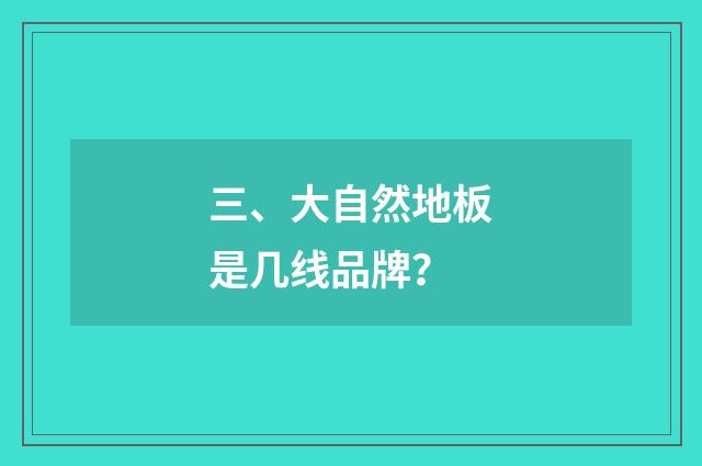 三、大自然地板是几线品牌?