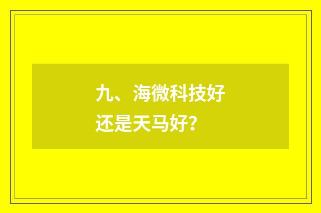 九、海微科技好还是天马好?